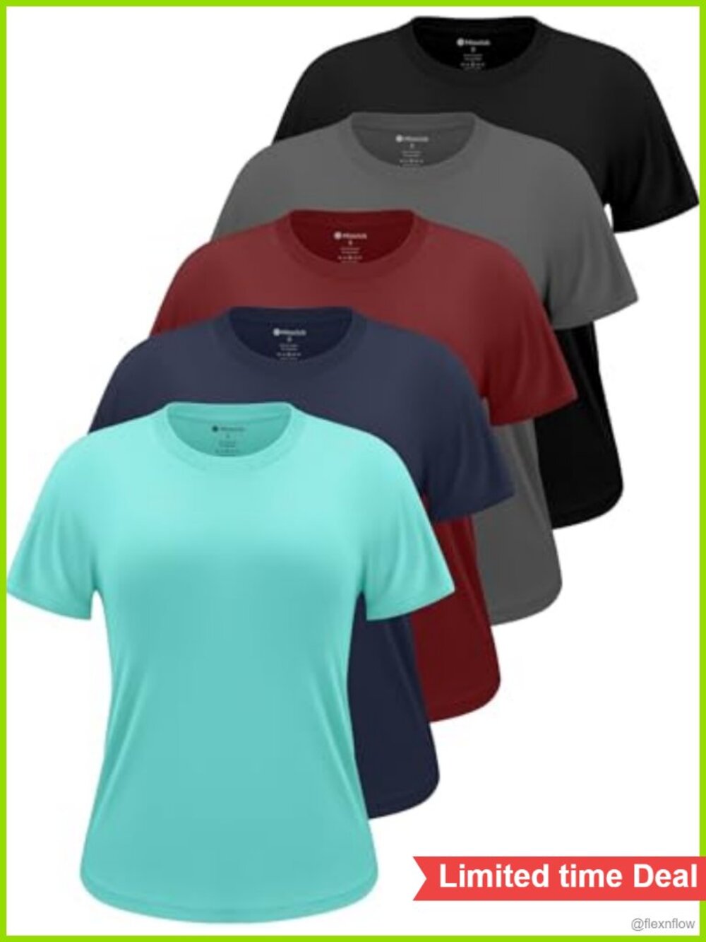 5 Pack Womens Workout Tops UPF 50+ Dry Fit Athletic Crew Neck Tees